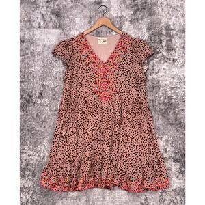 Savanna Jane Top 1X Womens Pink Embroidered Tunic